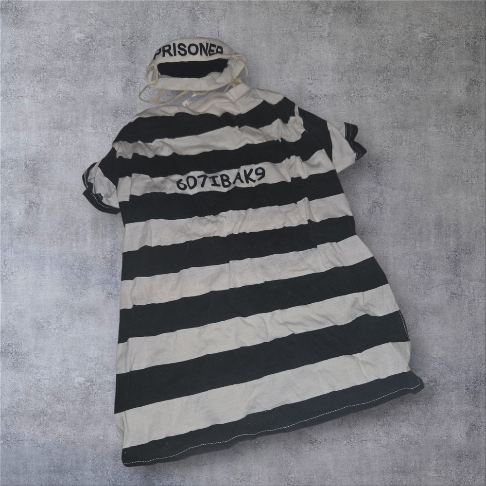 Casual Canine Black and White Striped Prisoner Costume For Dogs Size Large